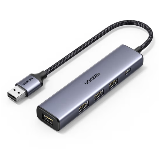 绿联 20805USB3.0分线器扩展坞 高速4口HUB集线器拓展坞 适用笔记本电脑一拖多转换器转接头带供电口 0.2米